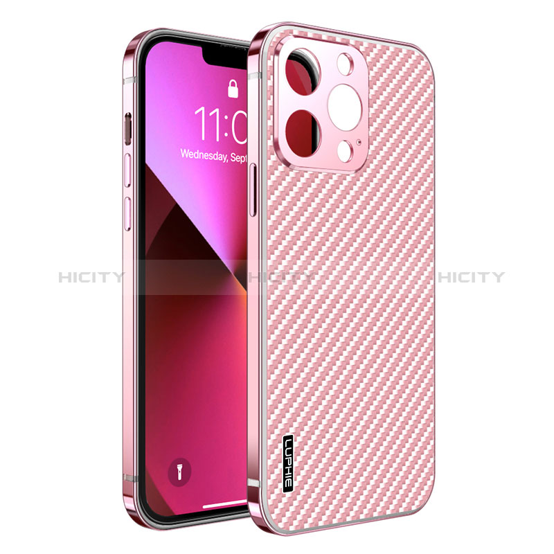 Coque Bumper Luxe Metal et Plastique Etui Housse LF6 pour Apple iPhone 13 Pro Max Or Rose Plus