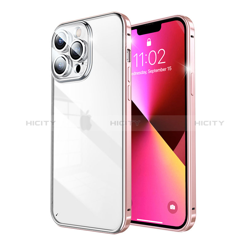 Coque Bumper Luxe Metal et Plastique Etui Housse LF7 pour Apple iPhone 13 Pro Max Or Rose Plus