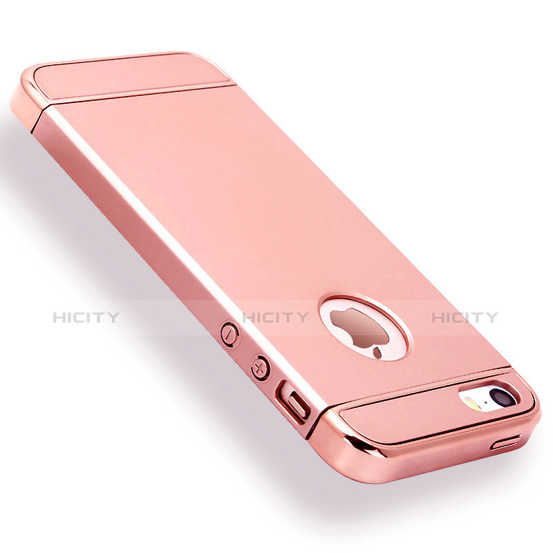 Coque Bumper Luxe Metal et Plastique Etui Housse M01 pour Apple iPhone 5 Or Rose Plus