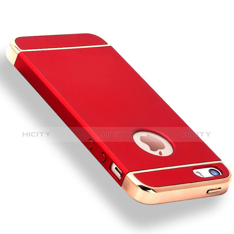 Coque Bumper Luxe Metal et Plastique Etui Housse M01 pour Apple iPhone SE Rouge Plus