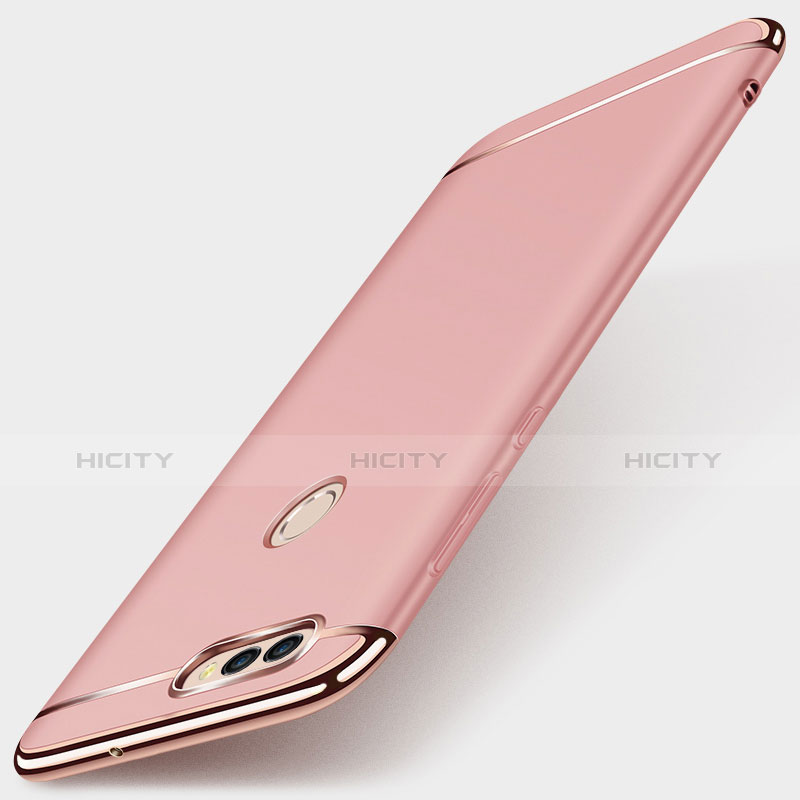 Coque Bumper Luxe Metal et Plastique Etui Housse M01 pour Huawei Enjoy 7S Or Rose Plus