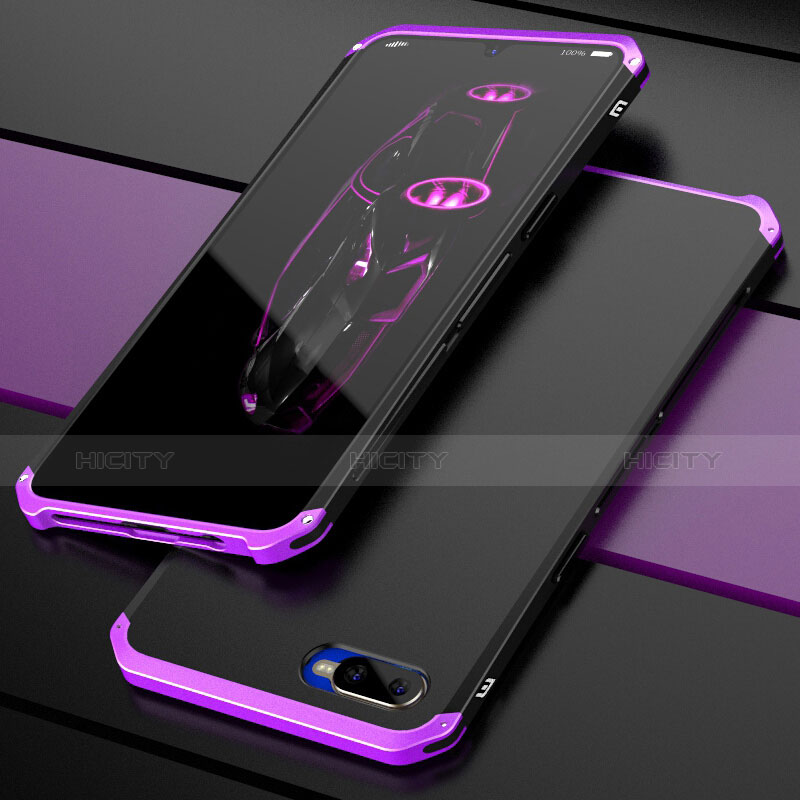 Coque Bumper Luxe Metal et Plastique Etui Housse M01 pour Oppo K1 Violet Plus