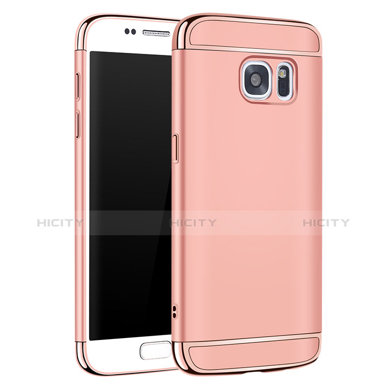 Coque Bumper Luxe Metal et Plastique Etui Housse M01 pour Samsung Galaxy S7 G930F G930FD Or Rose Plus