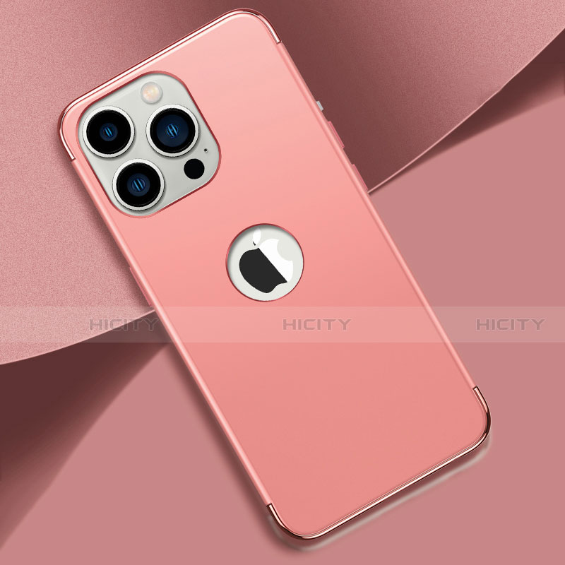 Coque Bumper Luxe Metal et Plastique Etui Housse M02 pour Apple iPhone 14 Pro Max Or Rose Plus