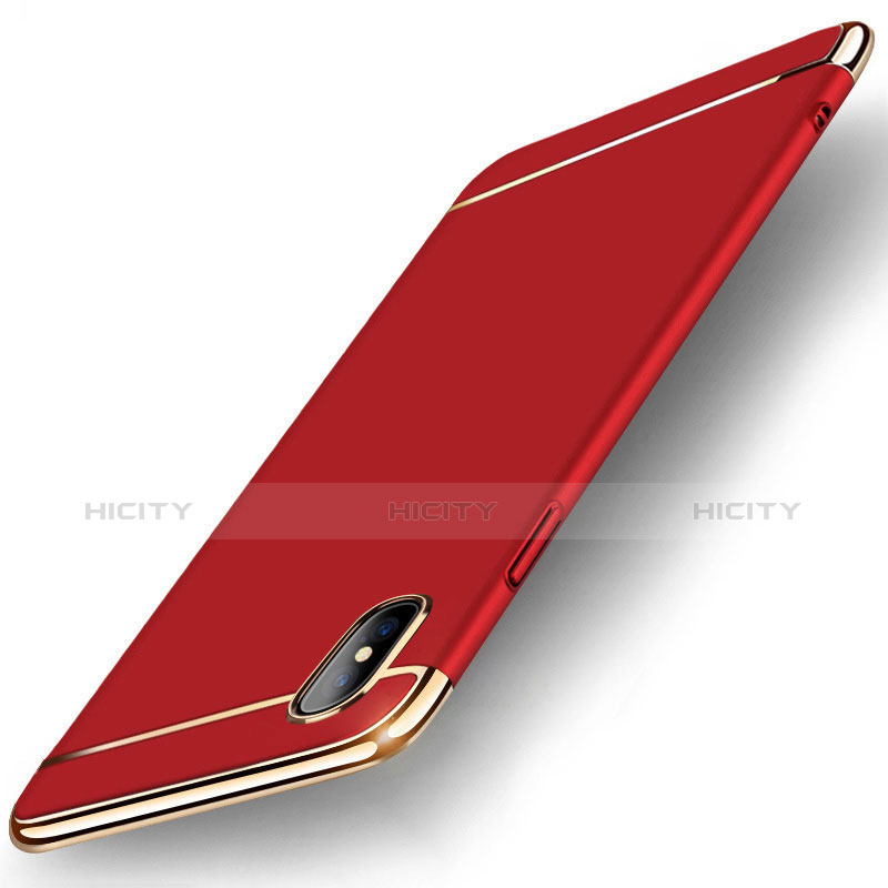 Coque Bumper Luxe Metal et Plastique Etui Housse M05 pour Apple iPhone X Rouge Plus