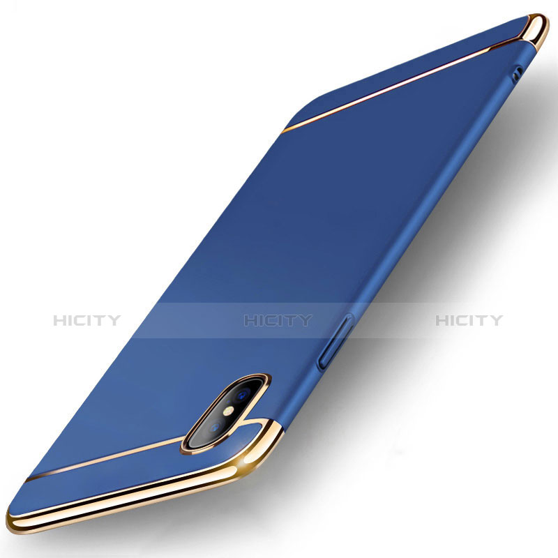 Coque Bumper Luxe Metal et Plastique Etui Housse M05 pour Apple iPhone Xs Bleu Plus