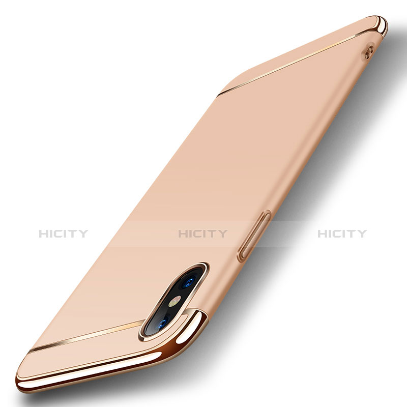 Coque Bumper Luxe Metal et Plastique Etui Housse M05 pour Apple iPhone Xs Or Plus