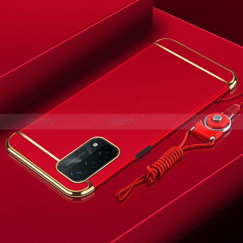 Coque Bumper Luxe Metal et Plastique Etui Housse P01 pour Oppo A54 5G Rouge Plus