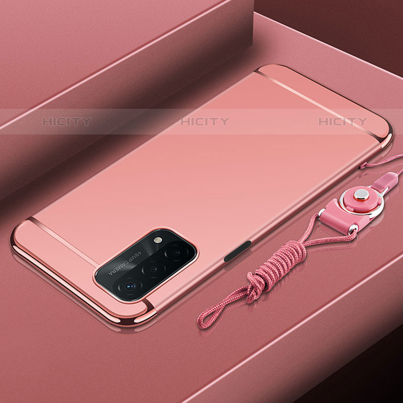 Coque Bumper Luxe Metal et Plastique Etui Housse P01 pour Oppo A93 5G Or Rose Plus