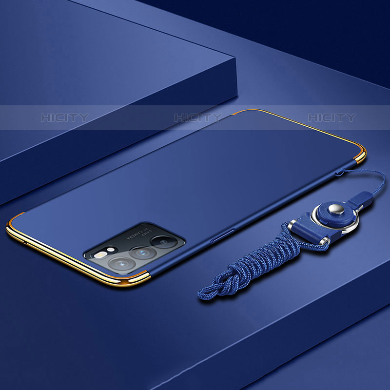 Coque Bumper Luxe Metal et Plastique Etui Housse pour Oppo Reno6 Pro 5G India Bleu Plus