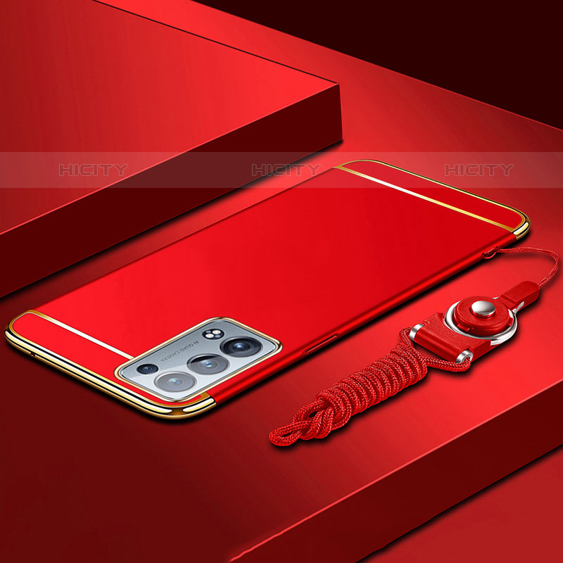 Coque Bumper Luxe Metal et Plastique Etui Housse pour Oppo Reno6 Pro 5G Rouge Plus