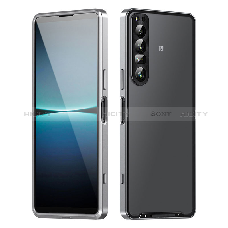 Coque Bumper Luxe Metal et Plastique Etui Housse pour Sony Xperia 1 IV Argent Plus