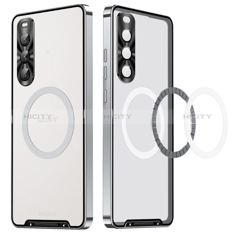 Coque Bumper Luxe Metal et Plastique Etui Housse pour Sony Xperia 10 V Argent Plus