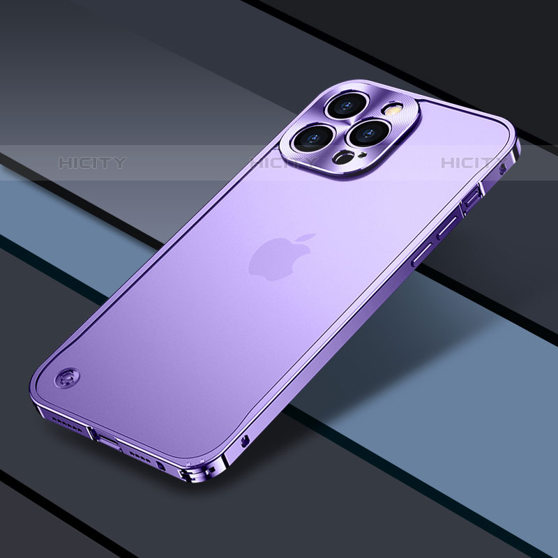 Coque Bumper Luxe Metal et Plastique Etui Housse QC1 pour Apple iPhone 16 Pro Max Violet Plus