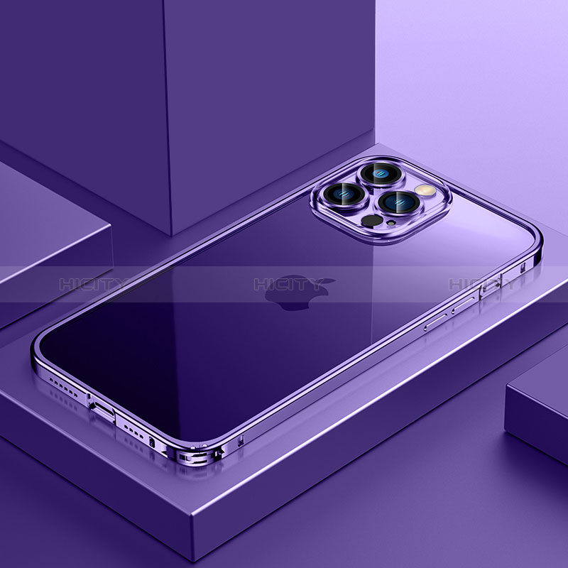 Coque Bumper Luxe Metal et Plastique Etui Housse QC4 pour Apple iPhone 12 Pro Max Violet Plus