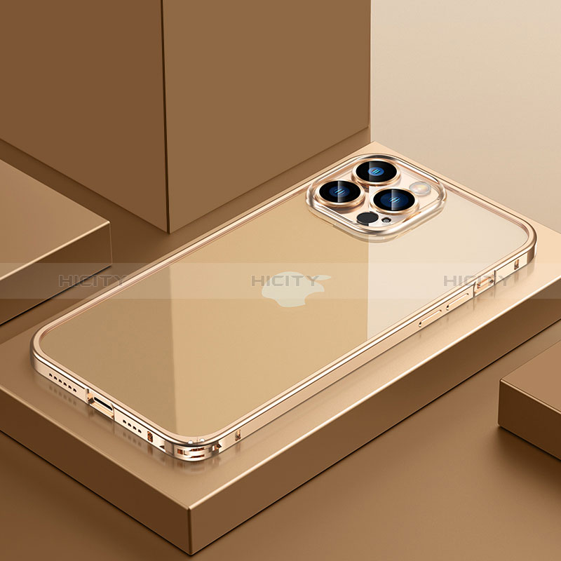 Coque Bumper Luxe Metal et Plastique Etui Housse QC4 pour Apple iPhone 13 Pro Or Plus