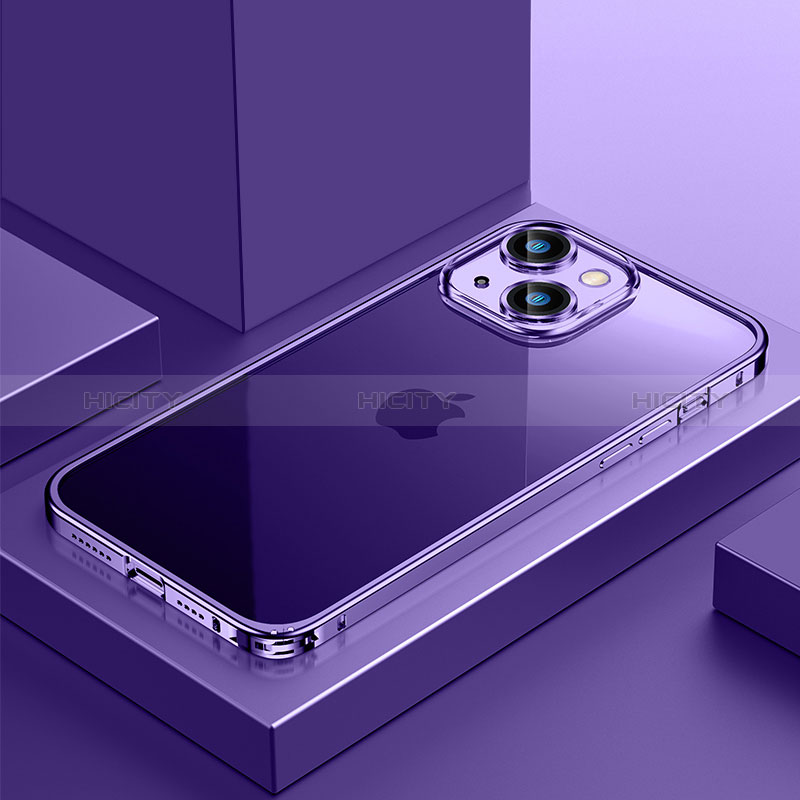 Coque Bumper Luxe Metal et Plastique Etui Housse QC4 pour Apple iPhone 15 Plus Violet Plus