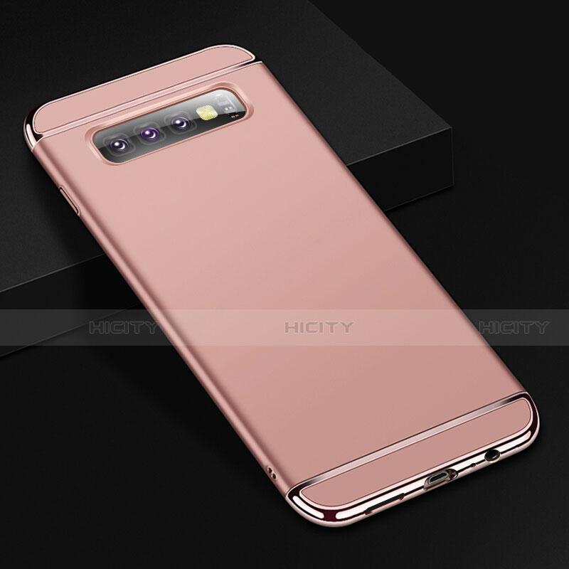 Coque Bumper Luxe Metal et Plastique Etui Housse T01 pour Samsung Galaxy S10 5G Or Rose Plus