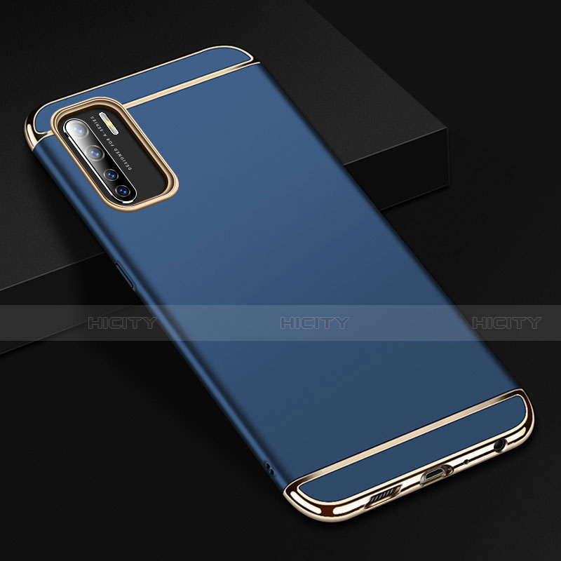 Coque Bumper Luxe Metal et Plastique Etui Housse T02 pour Oppo F15 Bleu Plus