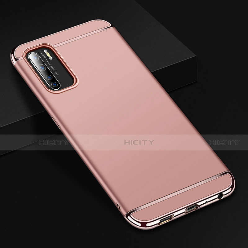 Coque Bumper Luxe Metal et Plastique Etui Housse T02 pour Oppo K7 5G Or Rose Plus