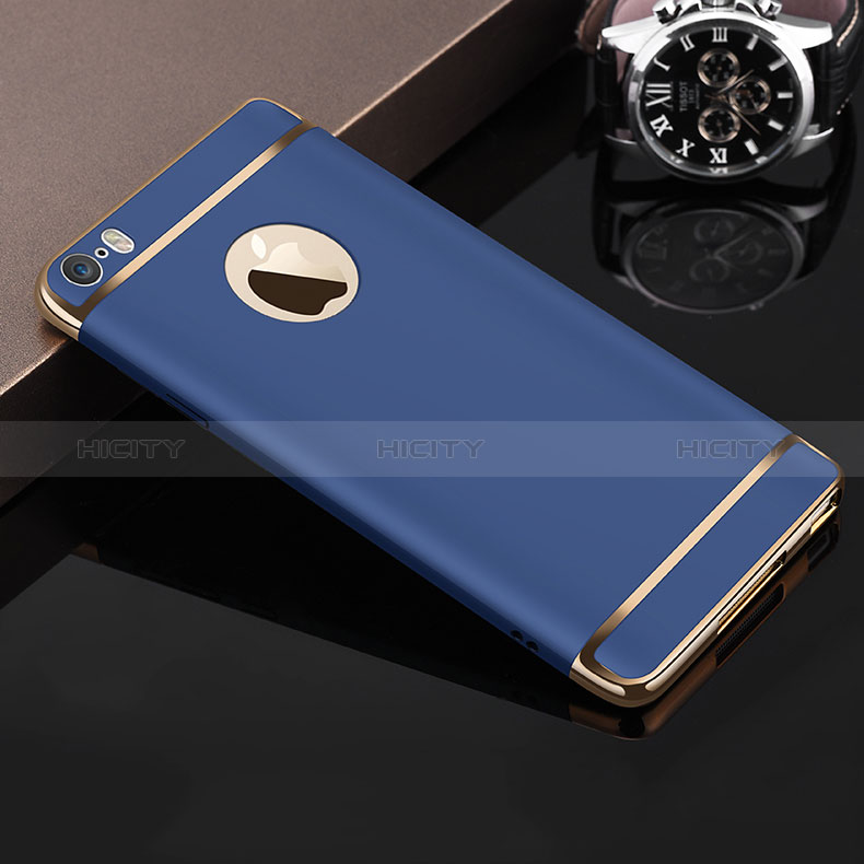 Coque Bumper Luxe Metal et Plastique F02 pour Apple iPhone SE Bleu Plus