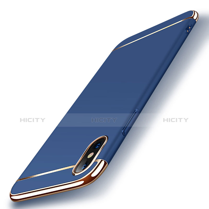 Coque Bumper Luxe Metal et Plastique M01 pour Apple iPhone Xs Bleu Plus