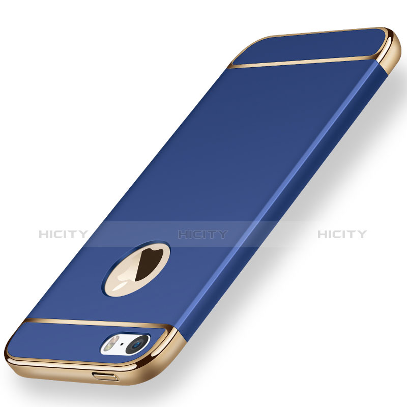 Coque Bumper Luxe Metal et Plastique pour Apple iPhone 5 Bleu Plus