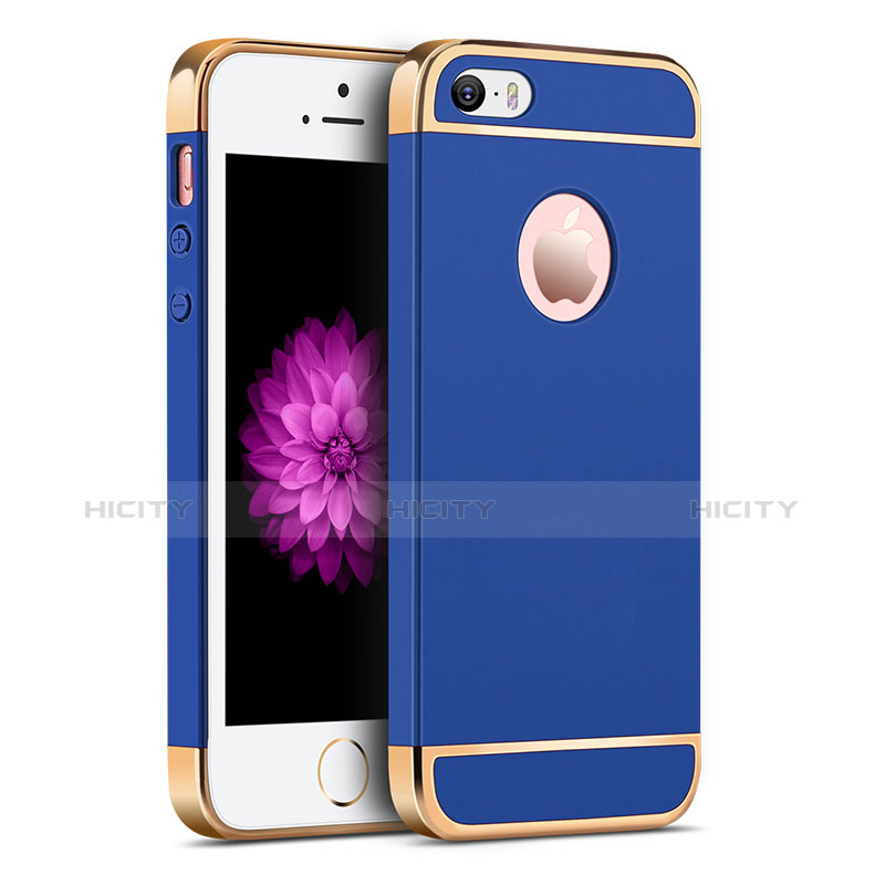 Coque Bumper Luxe Metal et Plastique pour Apple iPhone 5 Bleu Plus