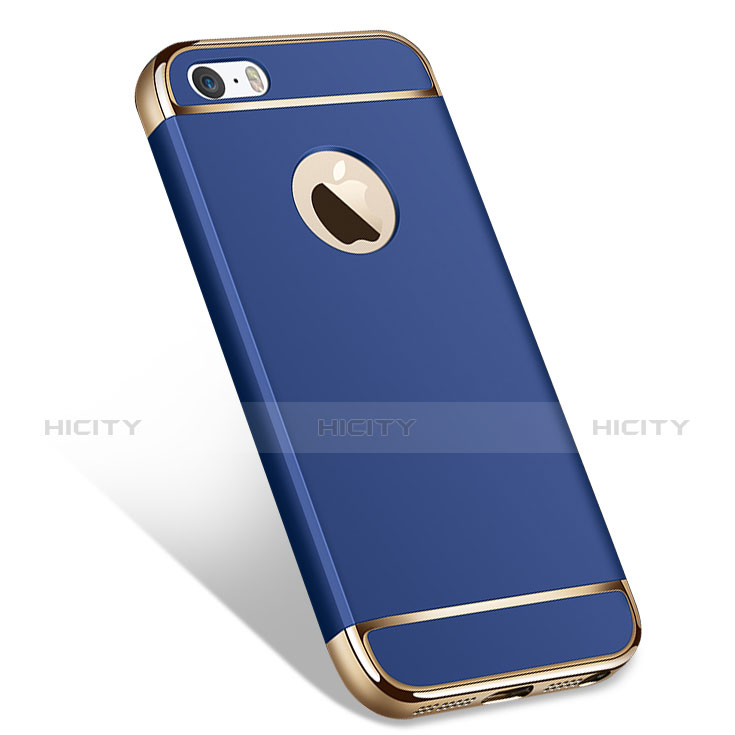 Coque Bumper Luxe Metal et Plastique pour Apple iPhone 5 Bleu Plus