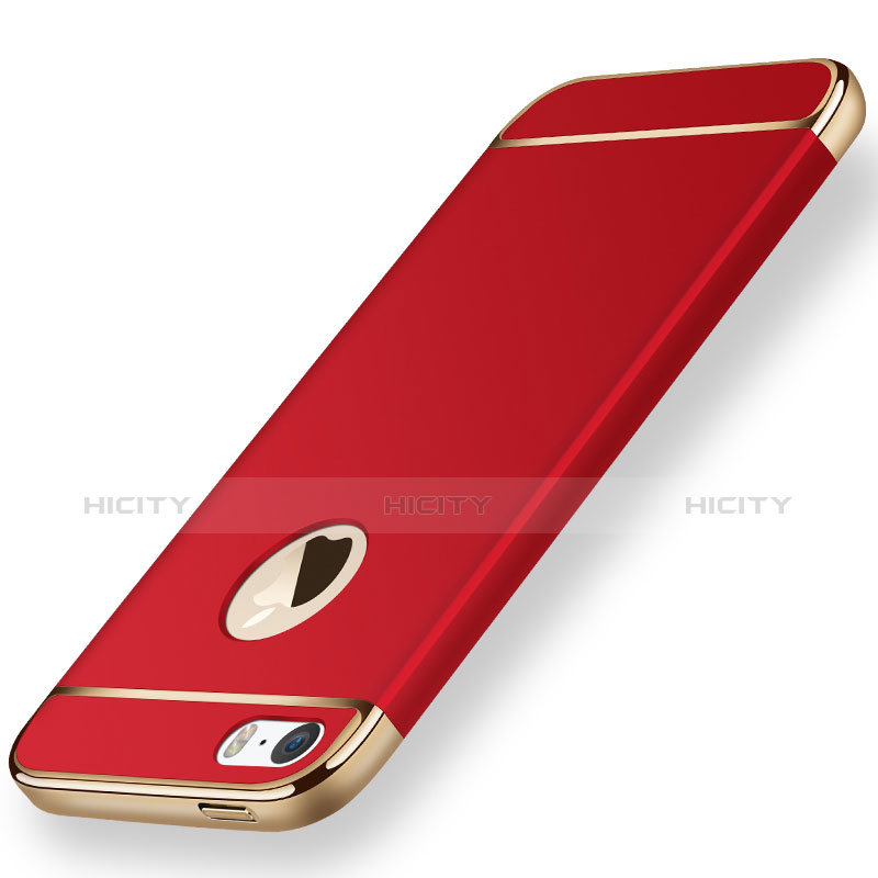 Coque Bumper Luxe Metal et Plastique pour Apple iPhone SE Rouge Plus