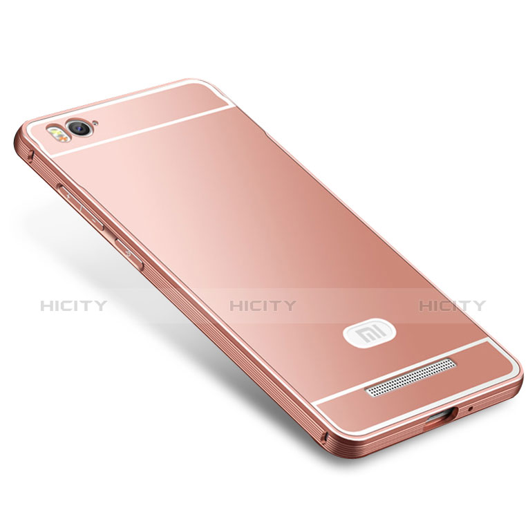 Coque Bumper Luxe Metal et Silicone Etui Housse M01 pour Xiaomi Mi 4C Or Rose Plus