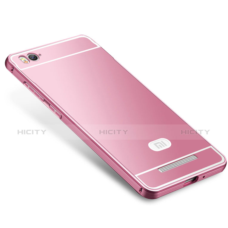 Coque Bumper Luxe Metal et Silicone Etui Housse M01 pour Xiaomi Mi 4C Rose Plus