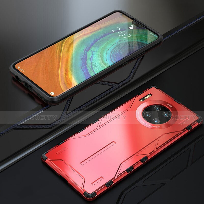 Coque Bumper Luxe Metal et Silicone Etui Housse T01 pour Huawei Mate 30 Pro Rouge Plus