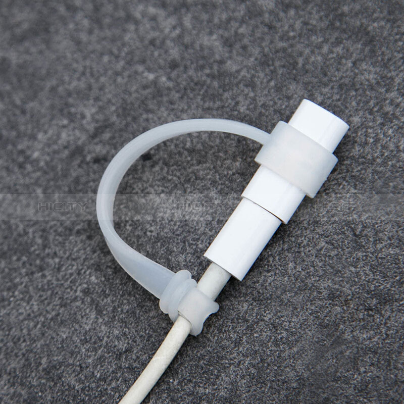 Coque Capuchon Holder Silicone Cable Lightning Adaptateur Anti-Perdu P02 pour Apple Pencil Blanc Plus