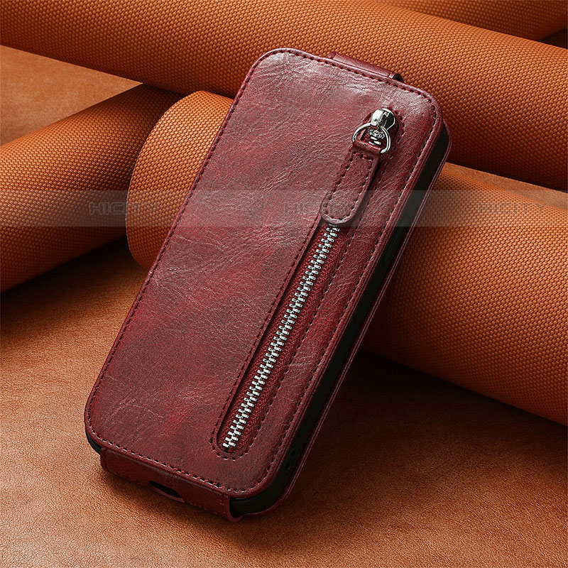 Coque Clapet Portefeuille Cuir A01D pour Samsung Galaxy S21 5G Rouge Plus