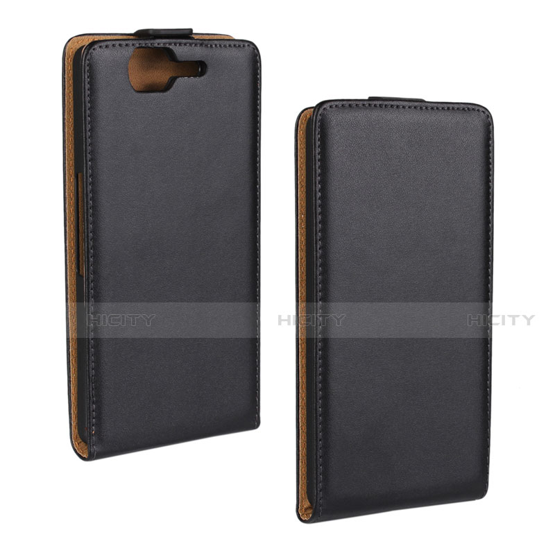 Coque Clapet Portefeuille Cuir pour Wiko Highway Noir Plus