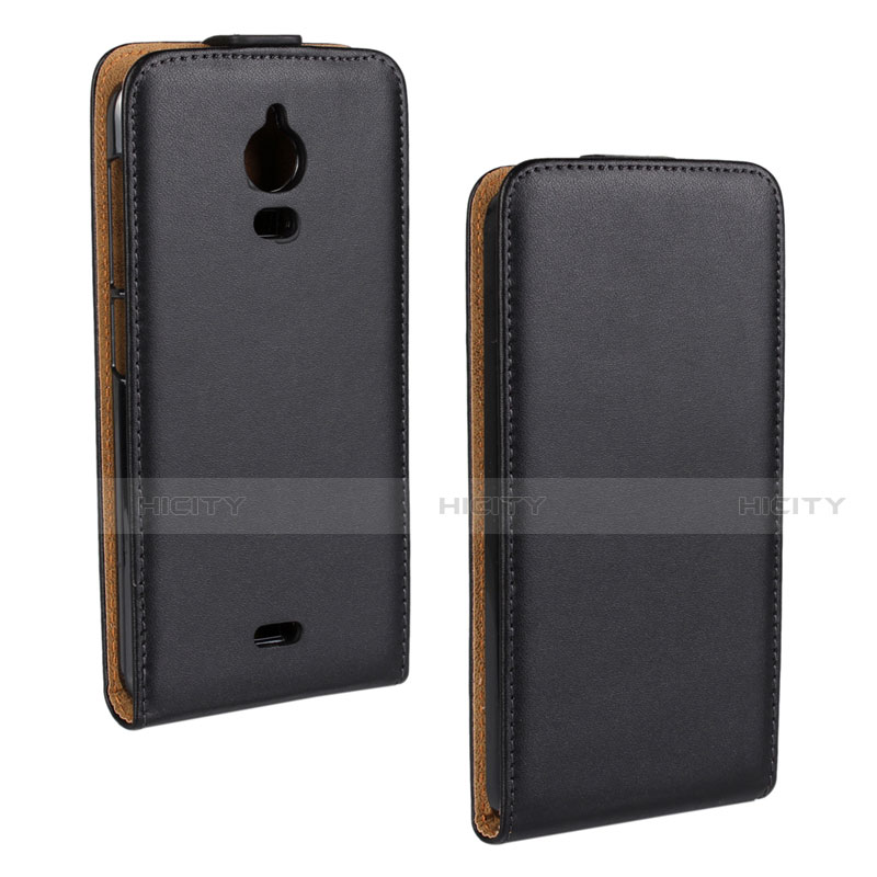 Coque Clapet Portefeuille Cuir pour Wiko Wax Noir Plus