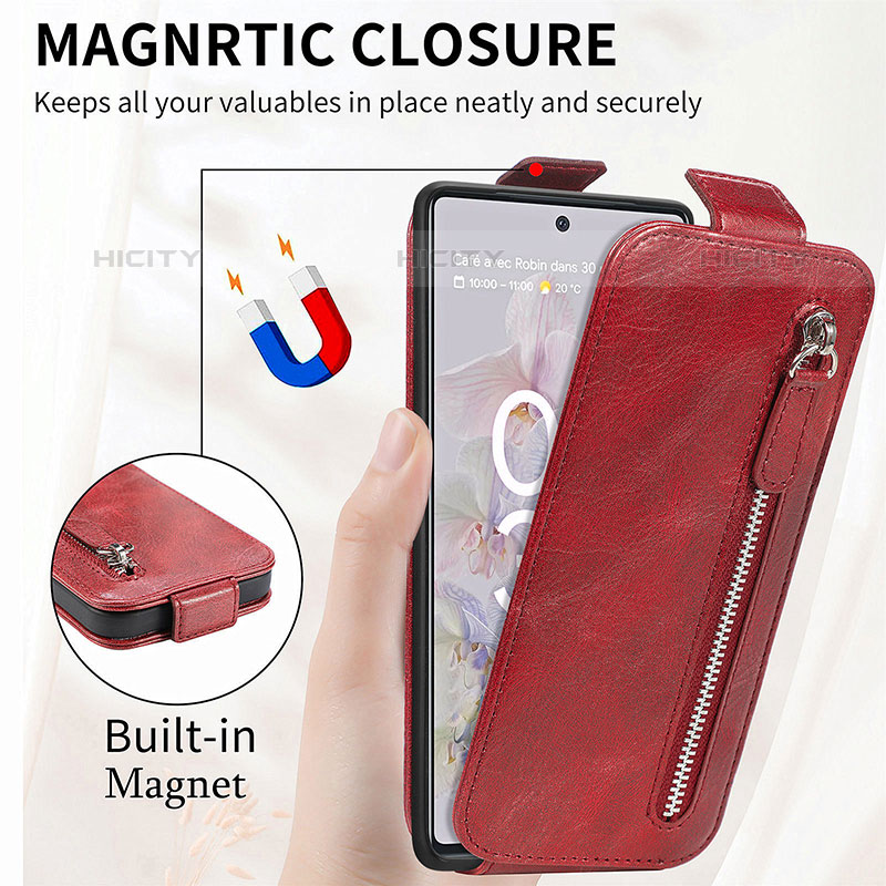 Coque Clapet Portefeuille Cuir S01D pour Google Pixel 6a 5G Plus