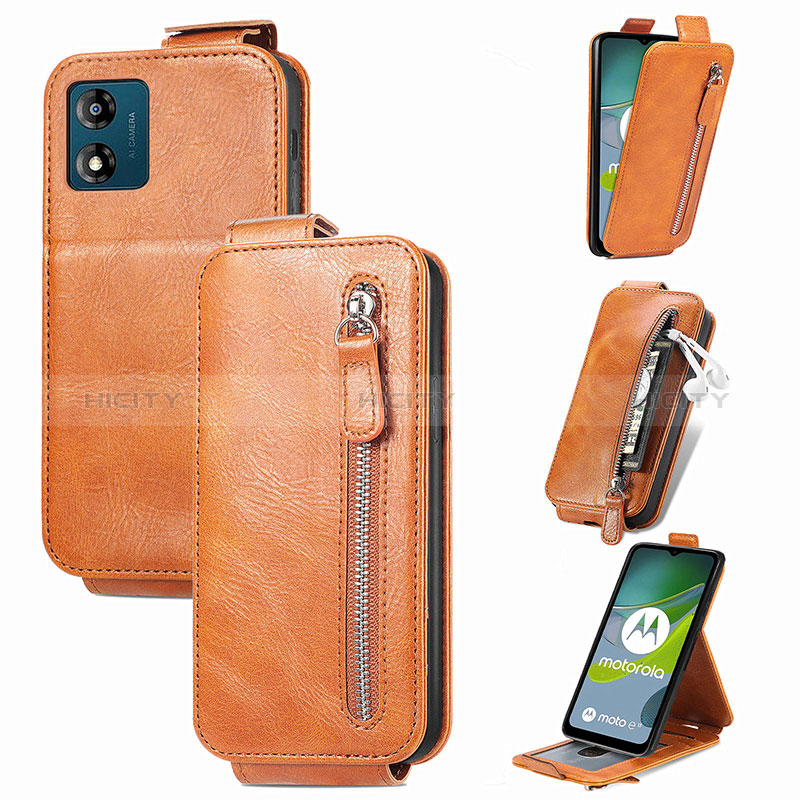 Coque Clapet Portefeuille Cuir S01D pour Motorola Moto E13 Plus