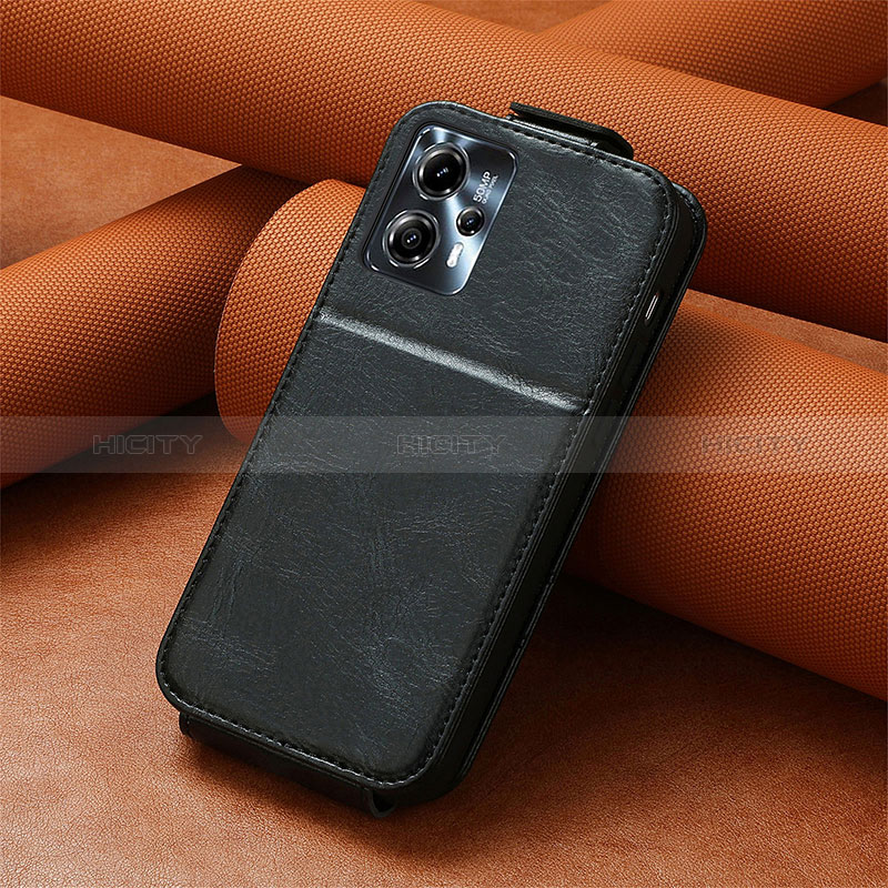 Coque Clapet Portefeuille Cuir S01D pour Motorola Moto G13 Noir Plus