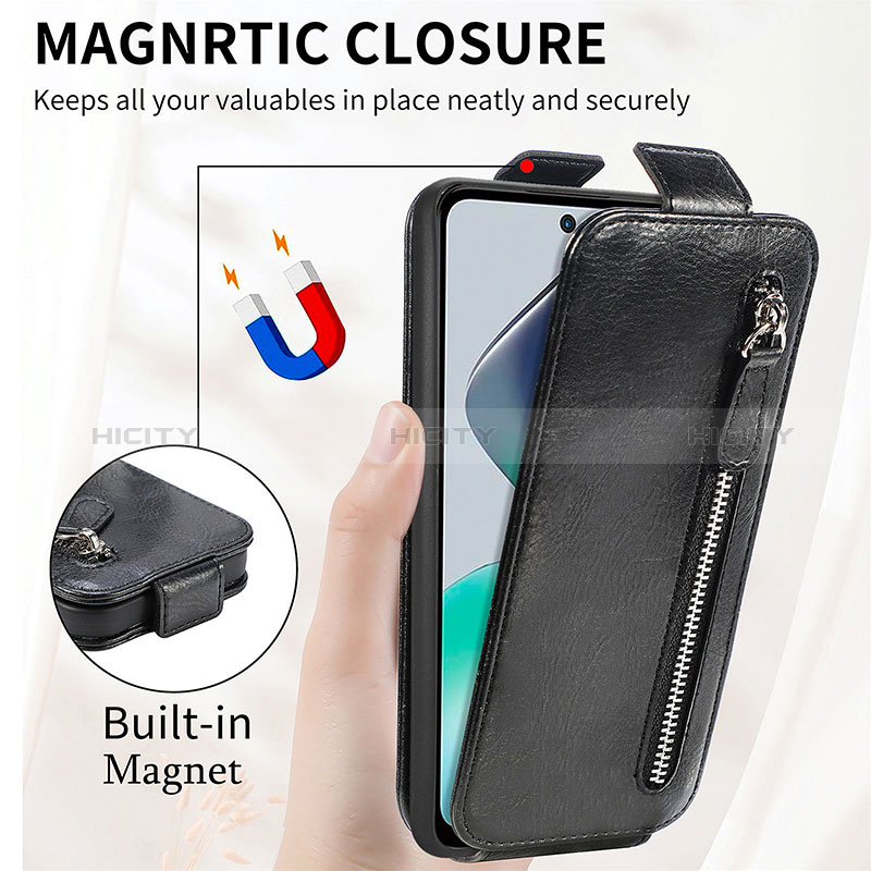 Coque Clapet Portefeuille Cuir S01D pour Motorola Moto G13 Plus