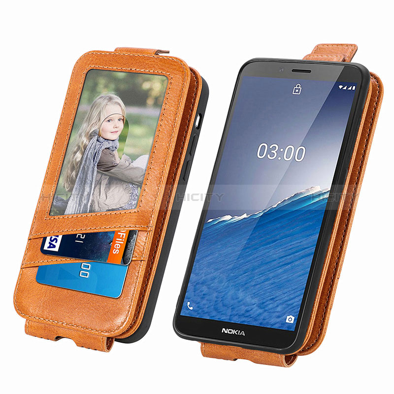 Coque Clapet Portefeuille Cuir S01D pour Nokia C3 Plus