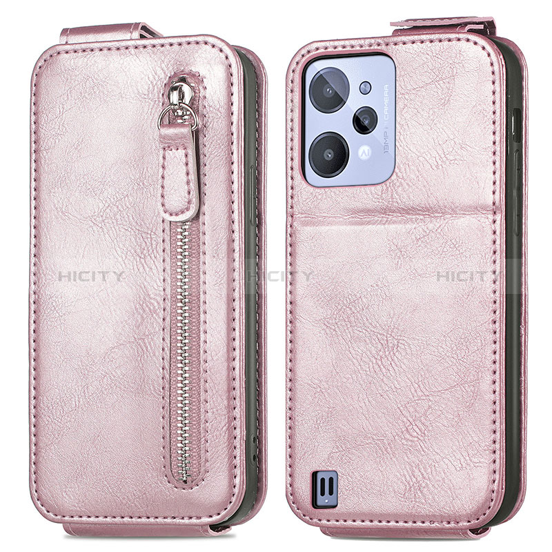 Coque Clapet Portefeuille Cuir S01D pour Realme C31 Or Rose Plus