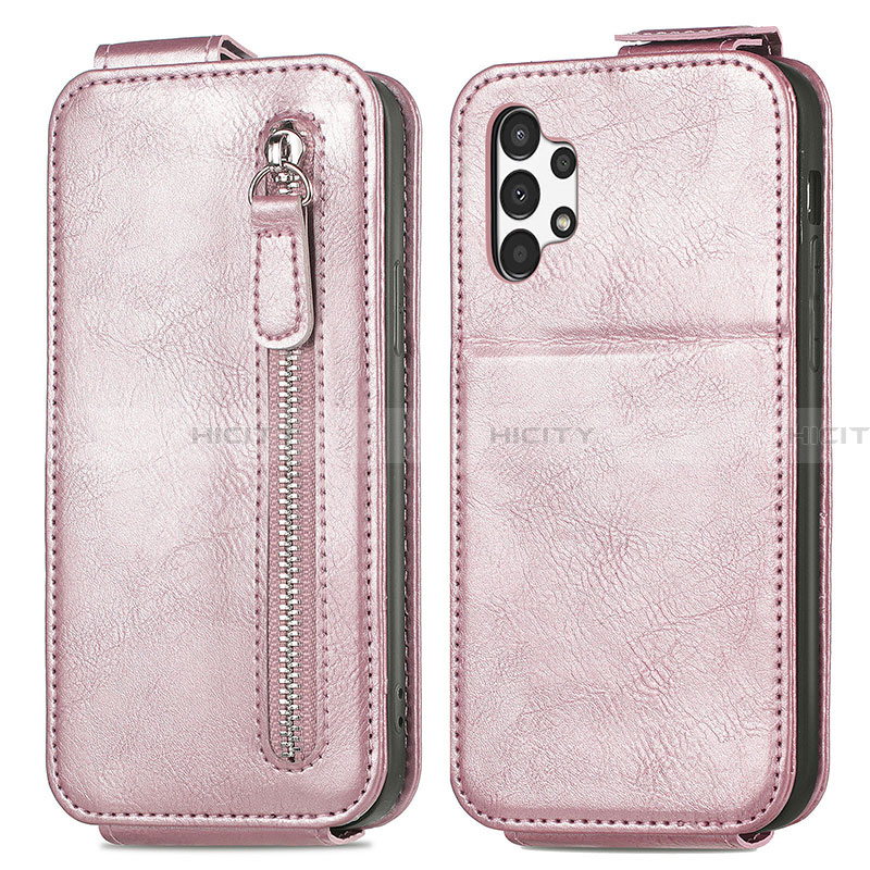 Coque Clapet Portefeuille Cuir S01D pour Samsung Galaxy A13 4G Or Rose Plus