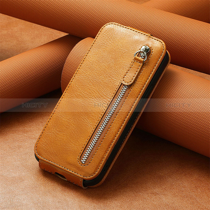 Coque Clapet Portefeuille Cuir S01D pour Samsung Galaxy S24 Ultra 5G Marron Plus