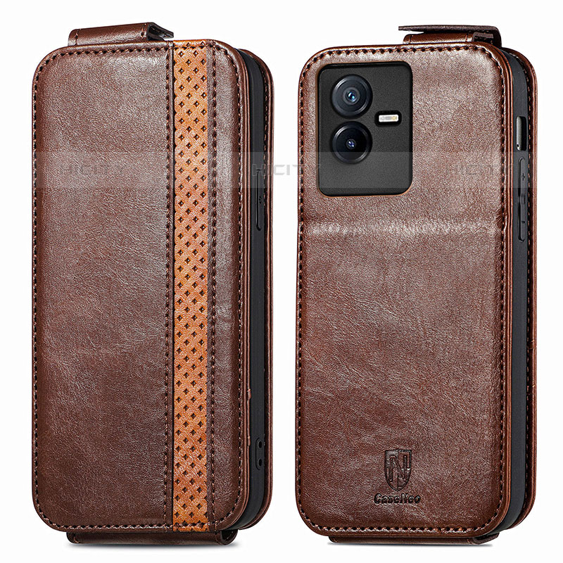 Coque Clapet Portefeuille Cuir S01D pour Vivo Y73t Marron Plus