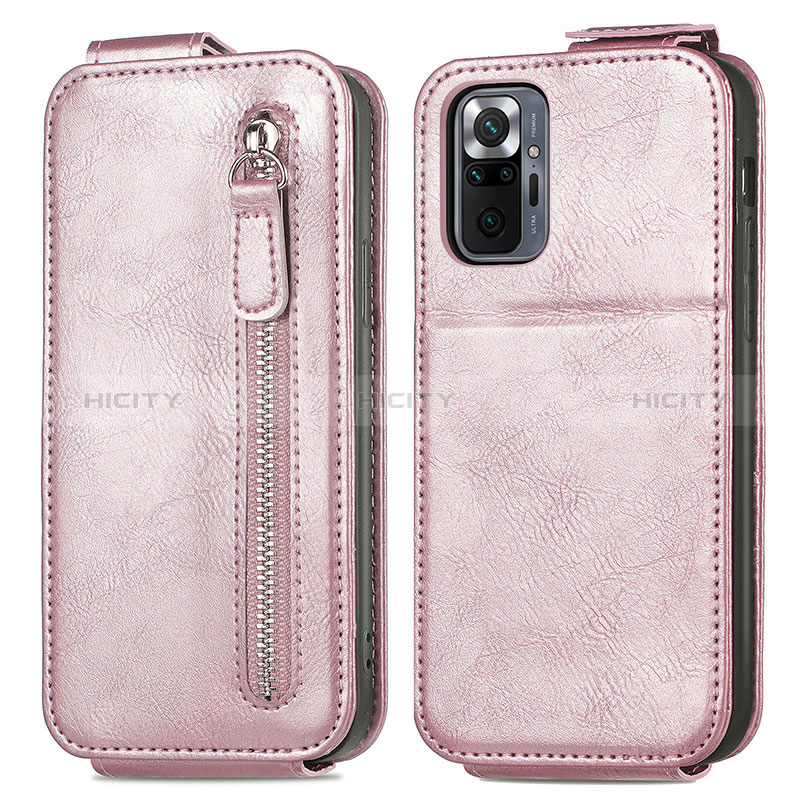 Coque Clapet Portefeuille Cuir S01D pour Xiaomi Redmi Note 10 Pro 4G Or Rose Plus