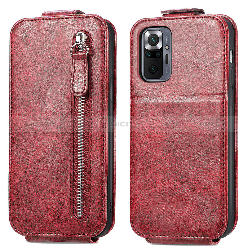 Coque Clapet Portefeuille Cuir S01D pour Xiaomi Redmi Note 10 Pro 4G Rouge Plus