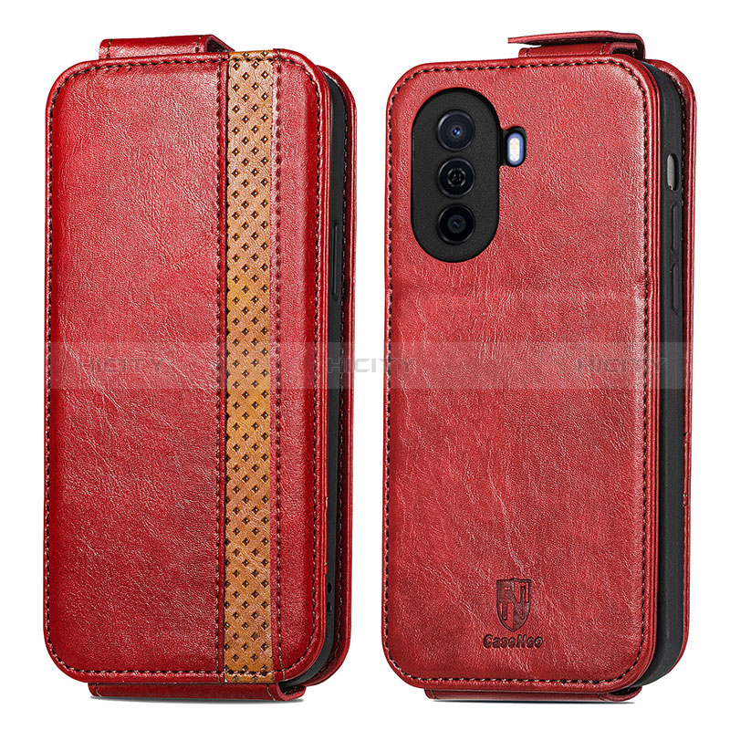 Coque Clapet Portefeuille Cuir S02D pour Huawei Nova Y70 Plus Rouge Plus