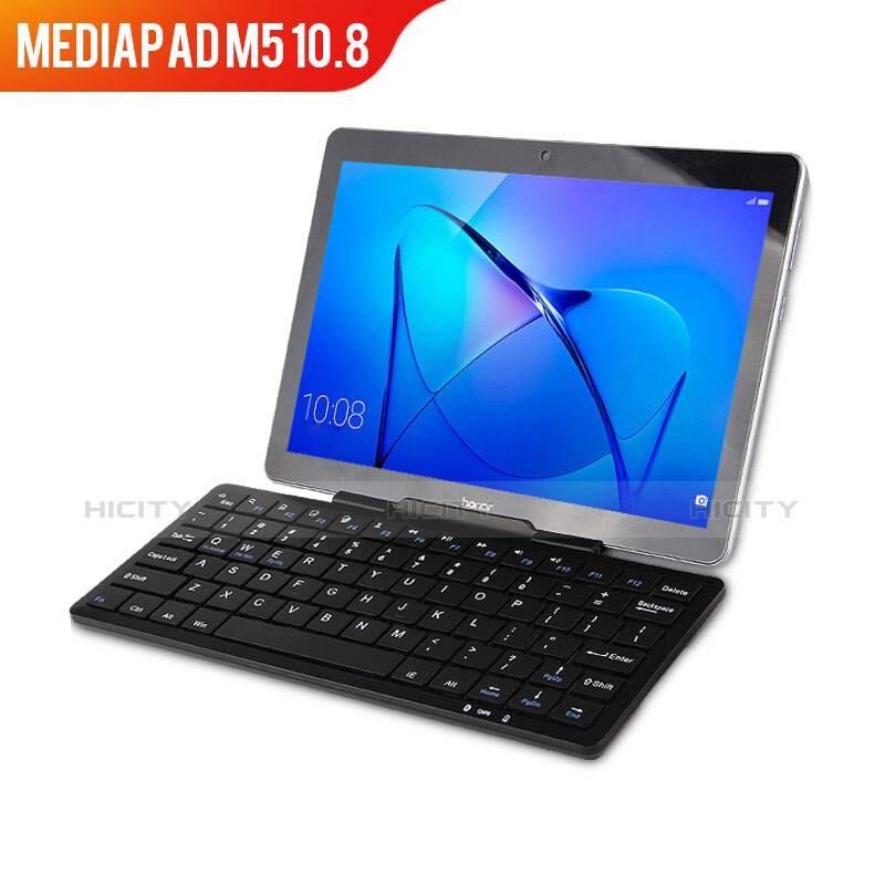 Coque Clapet Portefeuille Livre Cuir avec Clavier L01 pour Huawei MediaPad M5 10.8 Noir Plus